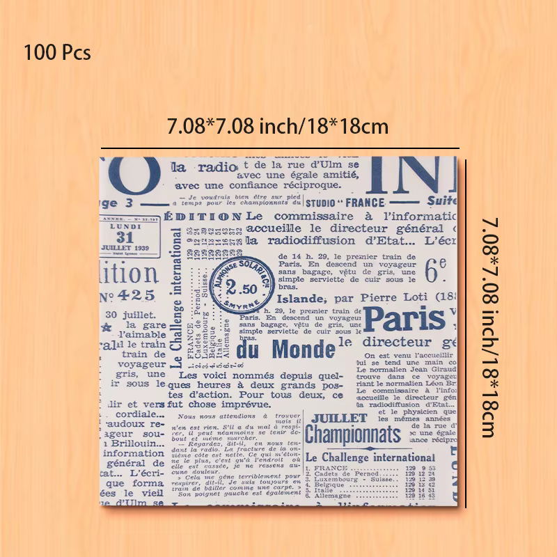 100 Pcs Papier sulfurisé anti-graisse pour emballage alimentaire, pain, frites, sandwichs, burgers, 