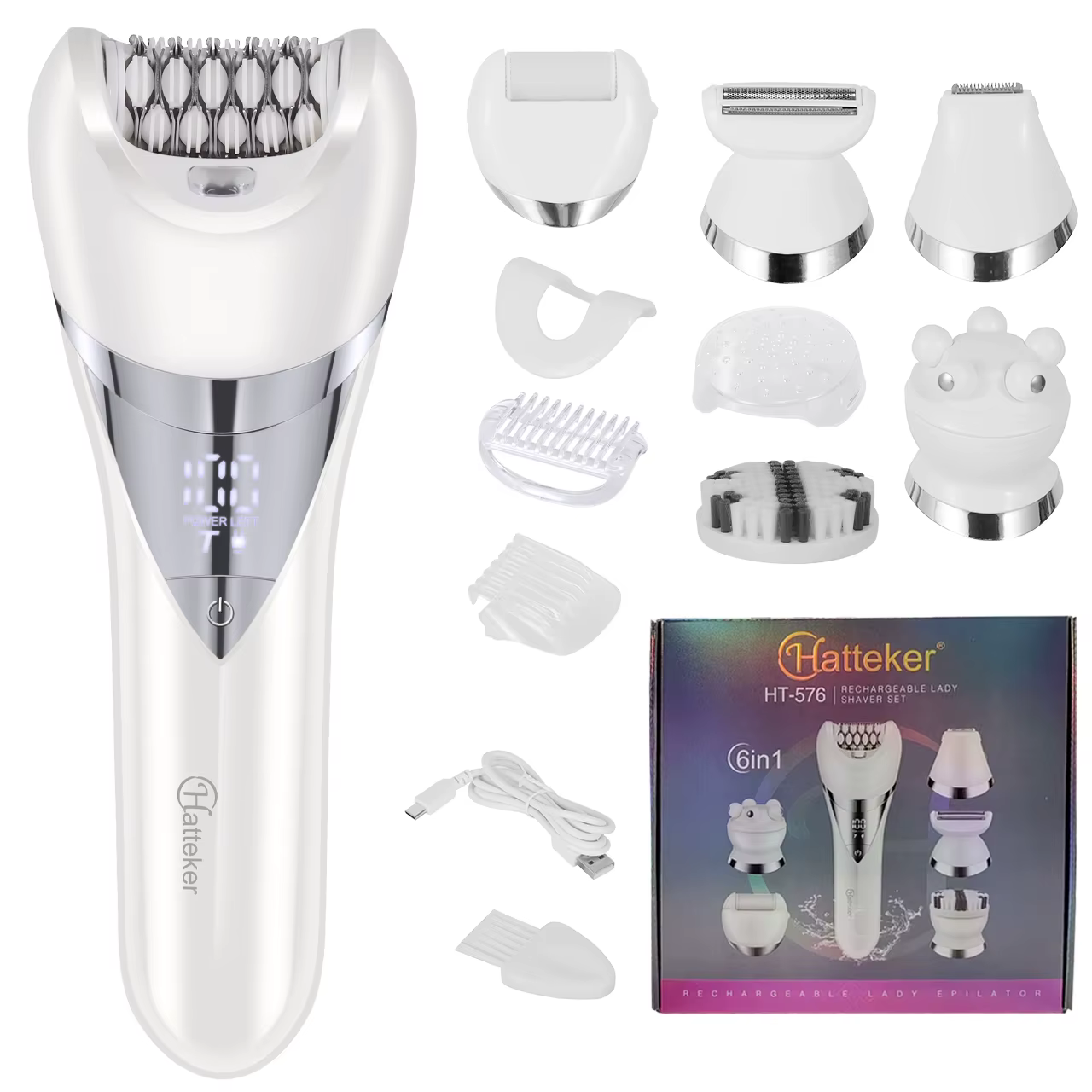Épilateur portable rechargeable 6 en 1 pour femmes, corps, jambes, aisselles, visage, outil d'épilat