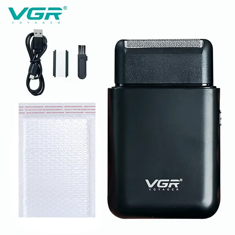 VGR Rasoir Électrique Professionnel Rasoir Portable Mini Rasage Machine USB Charge Barbe tondeuse po