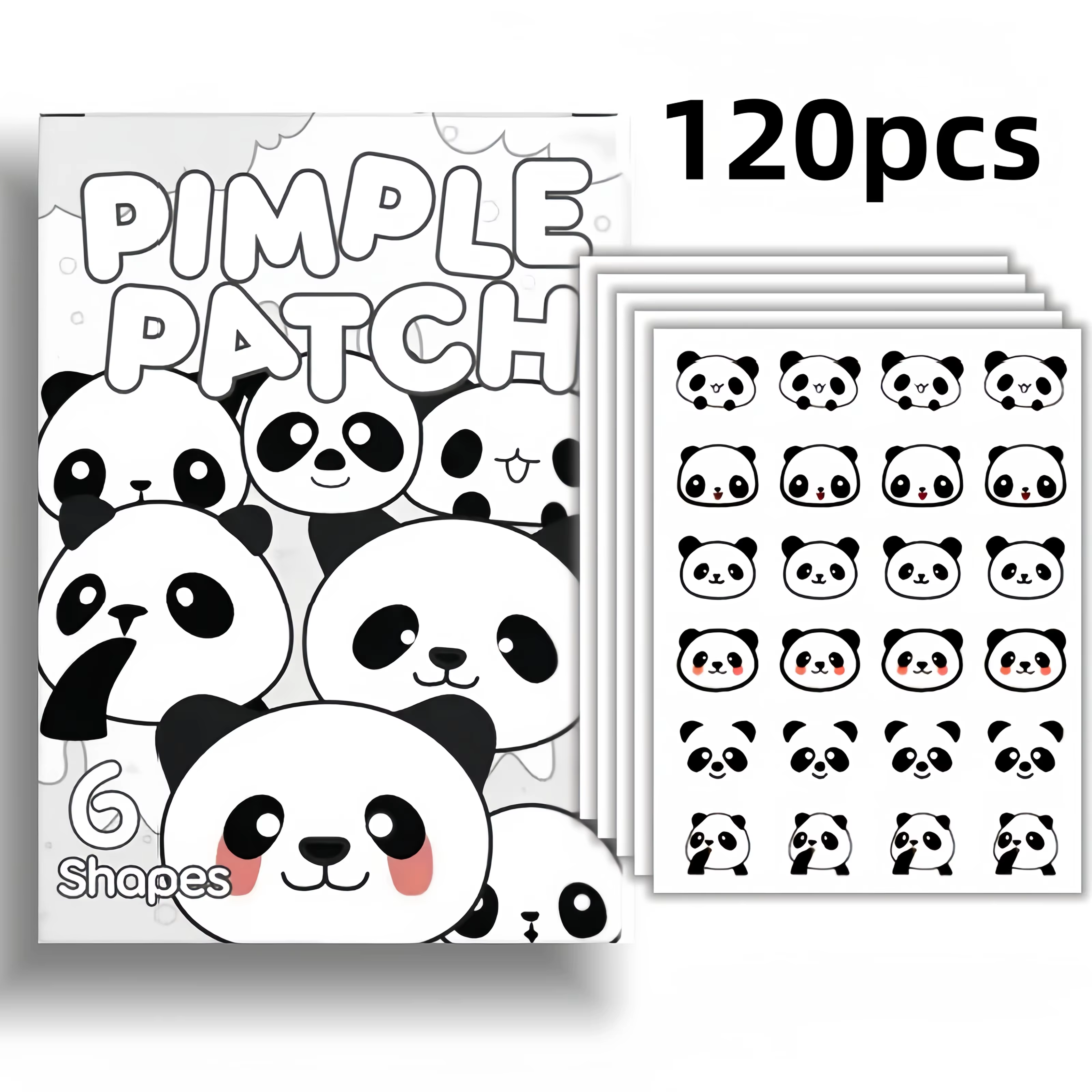 120 patchs cutanés hypoallergéniques, imperméables et sans alcool, motif panda adorable, parfaits po