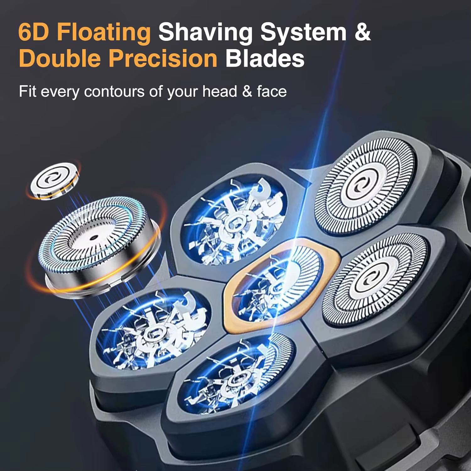 Rasoir électrique flottant 6D pour hommes, rasoir pour tête chauve, tondeuse à cheveux pour barbe sè