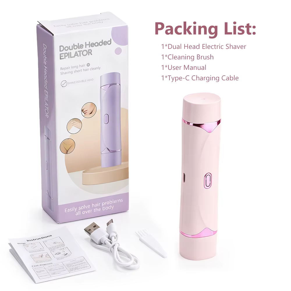 Rasoir électrique pour femme à double tête, double usage, épilateur corporel, jambes, aisselles, mai