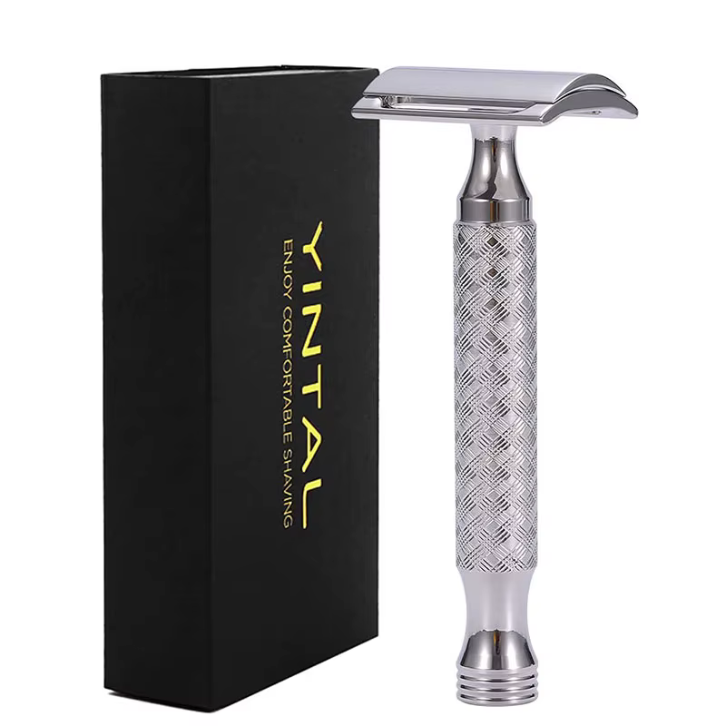 Rasoir manuel en acier inoxydable pour homme, rasoir de sécurité classique à double tranchant, CNC S