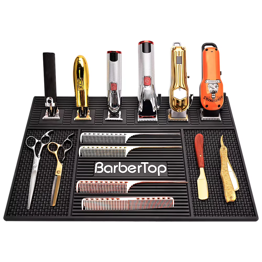 Tapis de barbier outils de barbier tapis de rangement salon de coiffure antidérapant magnétique Sili