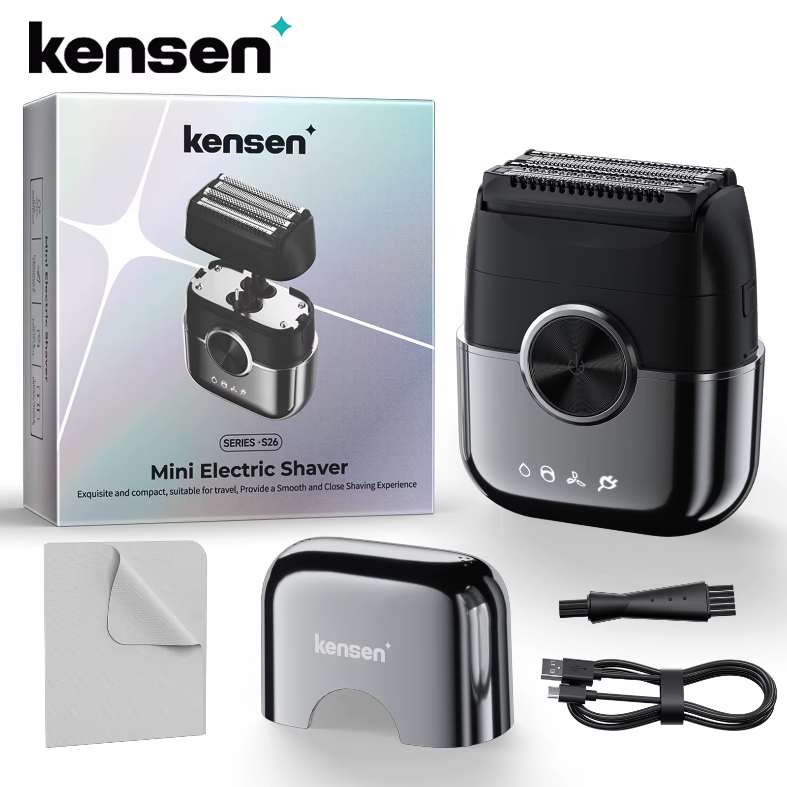 KENSEN S26 rasoir électrique pour hommes 4D lames flottantes feuille rasoirs étanche 8000 tr/min ton