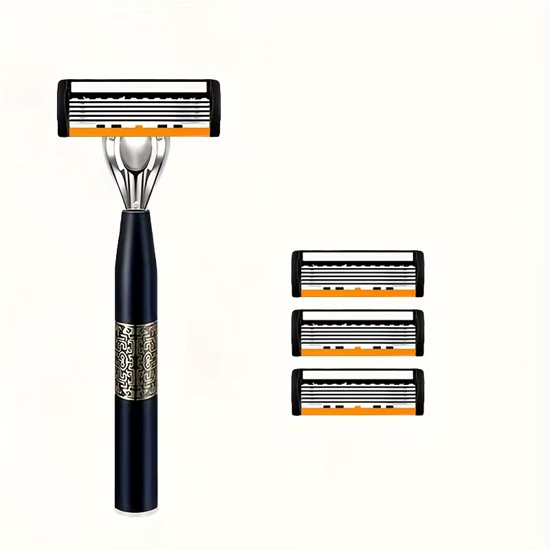 Rasoir pour homme à 6 lames avec étui, kit de rasage haut de gamme avec poignée ergonomique antidéra