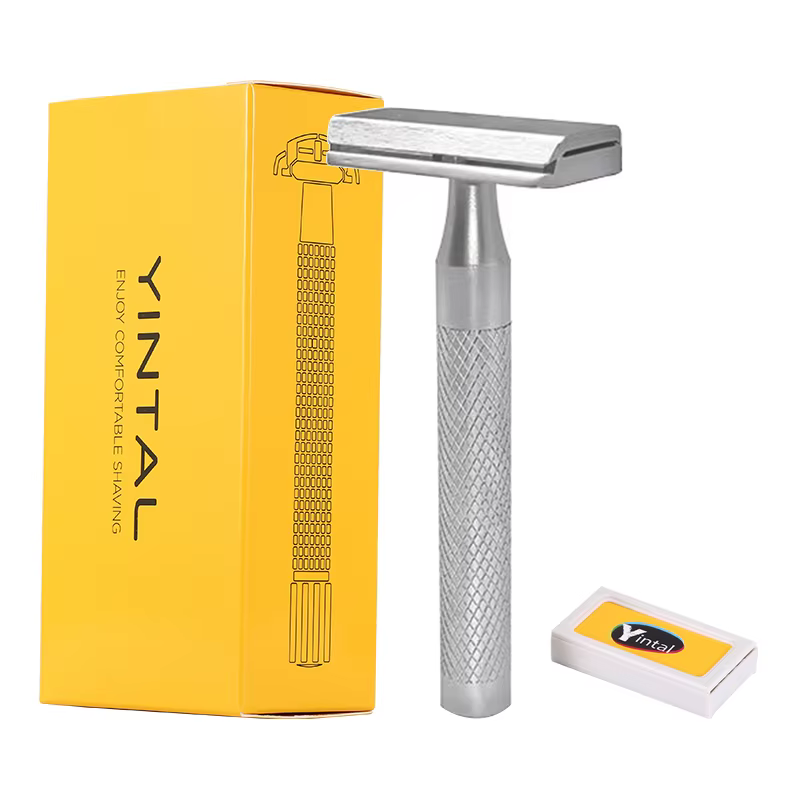 Rasoir manuel double face en acier inoxydable pour homme, poignée confortable pour un rasage en douc