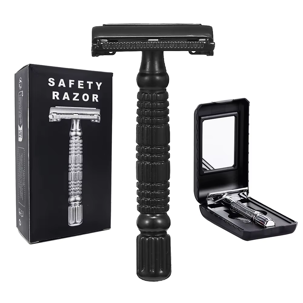 Rasoir de sécurité à double tranchant, rasoir métallique à l'ancienne, pour barbe, rasage humide, ou