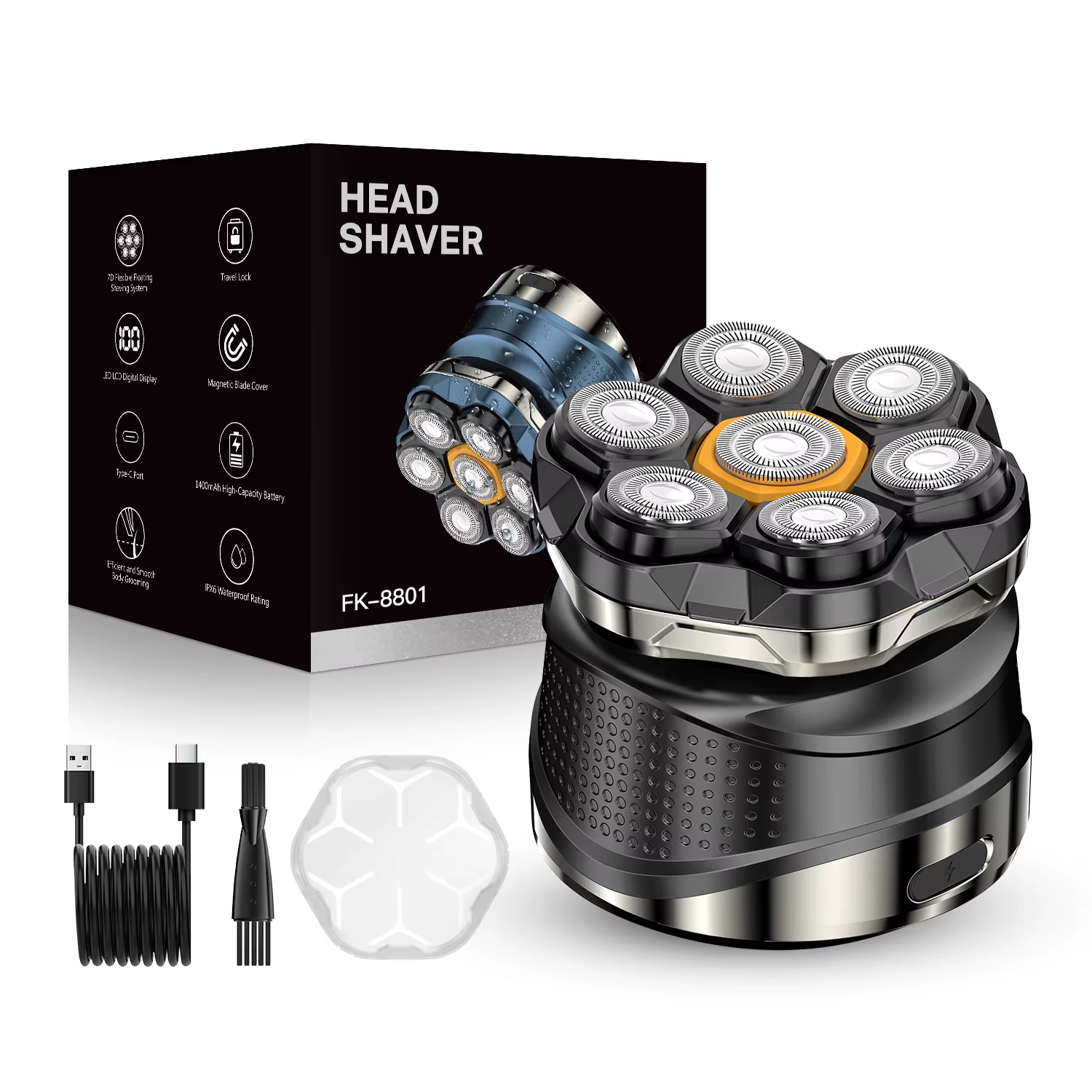 Rasoir électrique pour hommes chauve 7D rasoir magnétique tondeuse à cheveux rasoirs rechargeables p