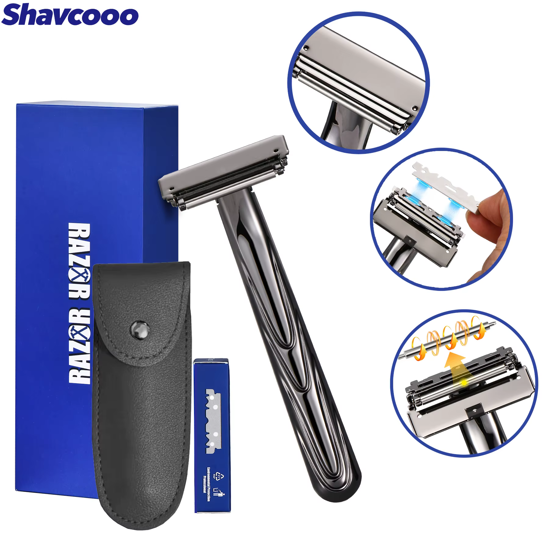 Shavcooo GP500 Glide 5.0 Pro Super écologique en acier inoxydable rasoir de sécurité corps cheveux r