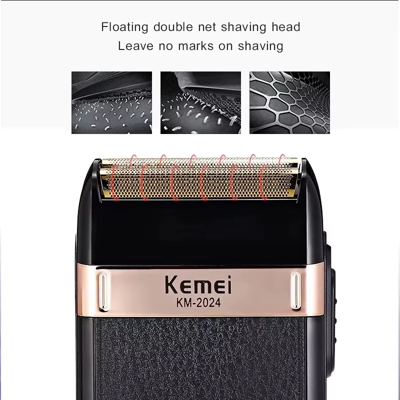 Kemei rasoir électrique pour hommes à la mode hommes coque en cuir étanche Rechargeable professionne