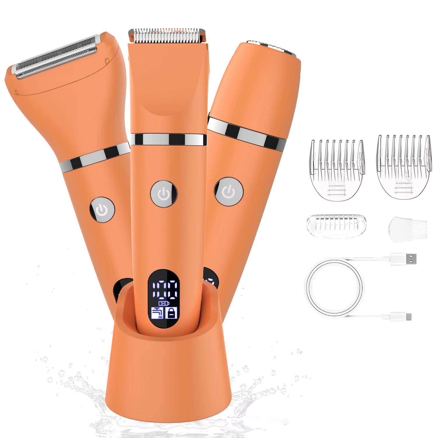 Appareil d'épilation électrique 3-en-1 pour femmes avec LED, rechargeable par USB, rasoirs portables