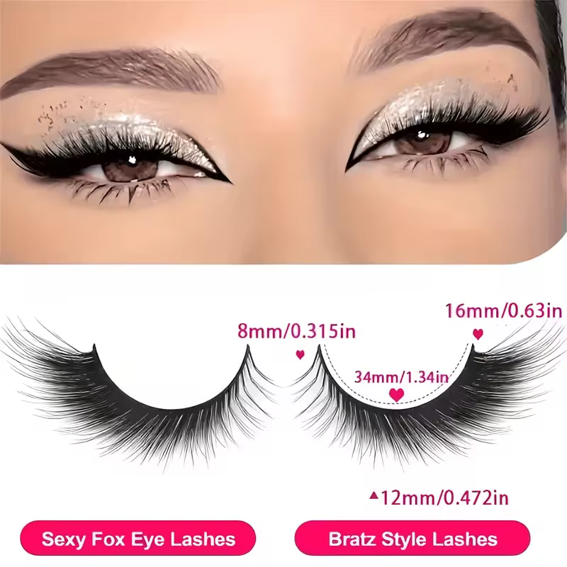 5 paires de faux cils aspect naturel, yeux de chat en vison moelleux et yeux de renard, poils fins,
