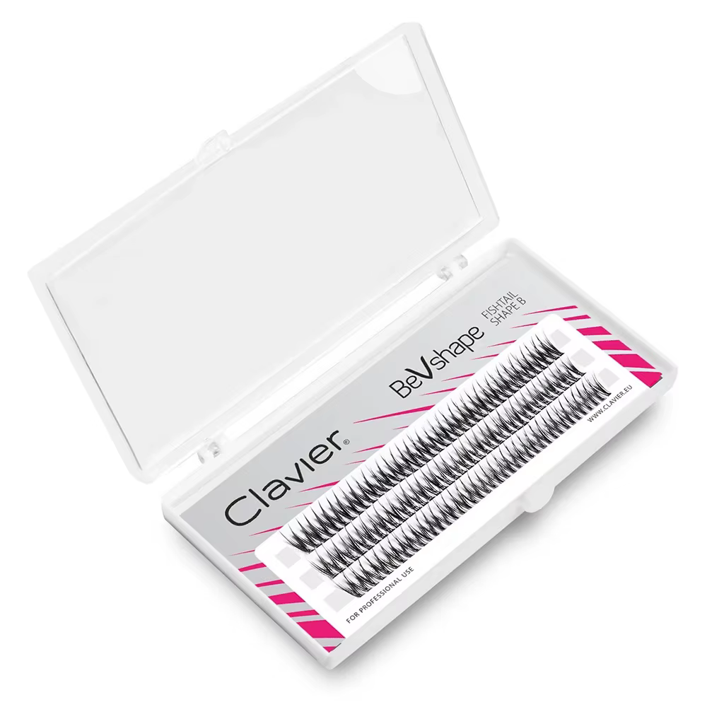 Clavier naturel grappe de cils BeVshape queue de poisson forme B Curling cils 10D soie doux cils out