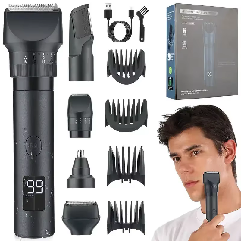 Tondeuse à barbe et tondeuses à cheveux électriques professionnelles pour hommes, rasoir à feuille, 