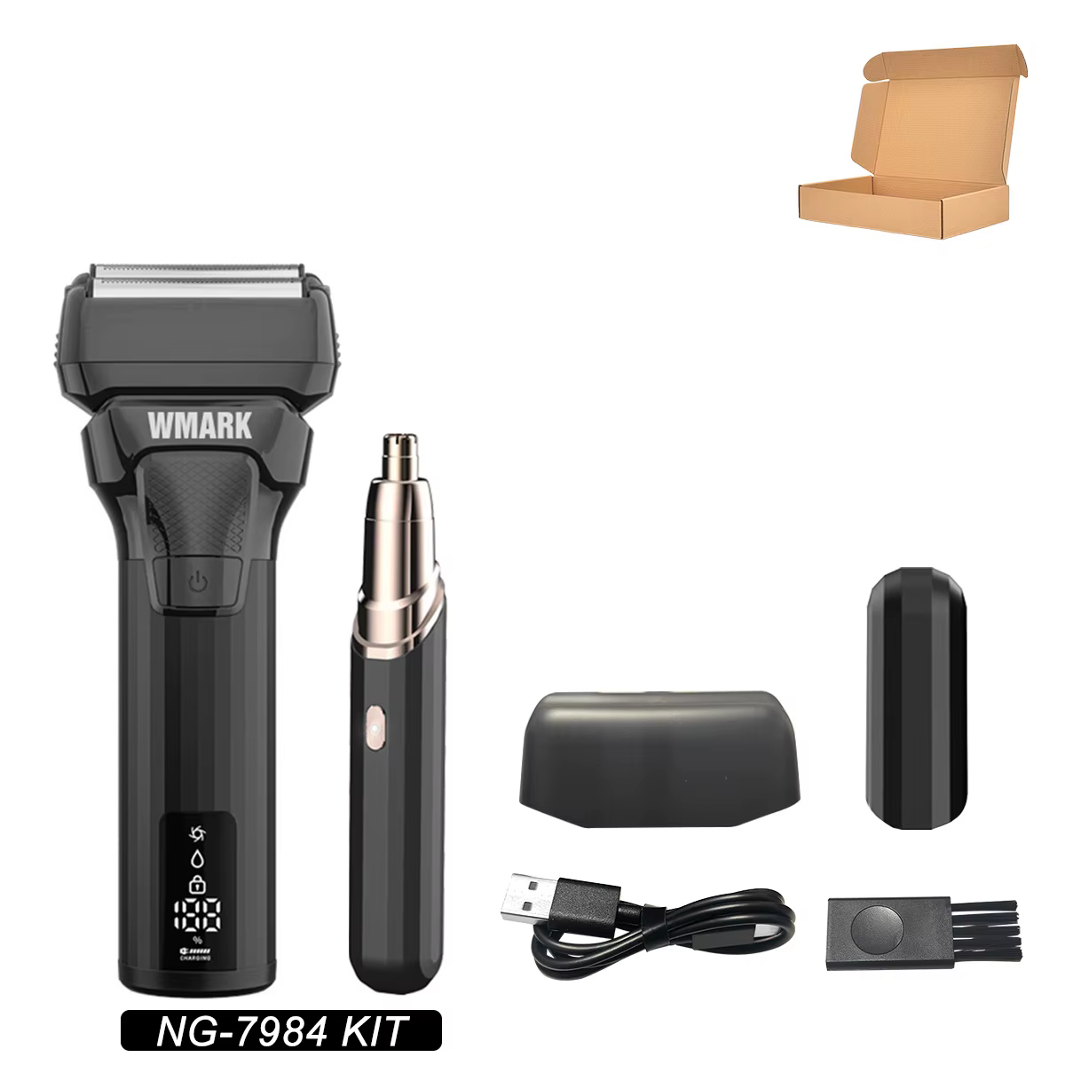 Tondeuse à barbe professionnelle WMARK NG-7984KIT pour hommes, kit 9000 tr/min, entièrement en métal