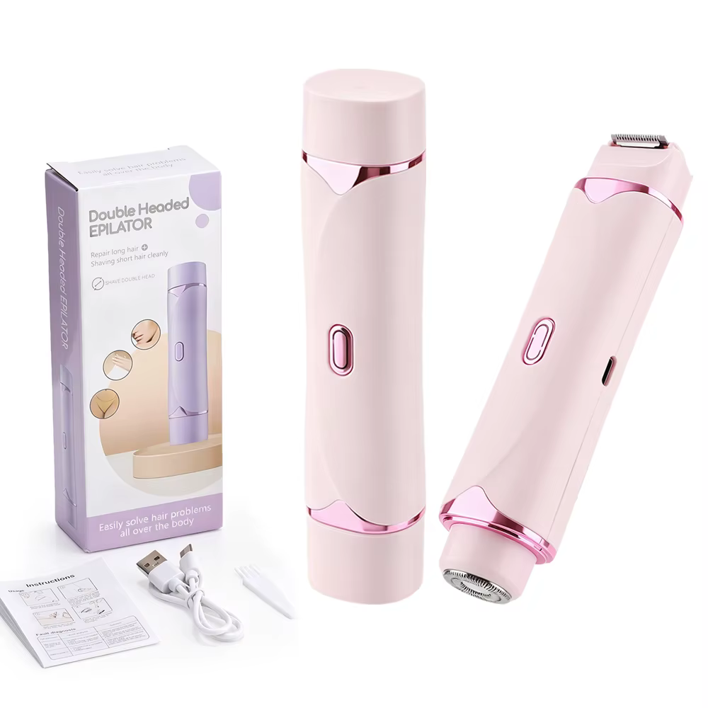 Rasoir électrique 2 en 1 pour femmes et hommes, étanche, pour poils humides et secs, Double tête, ép