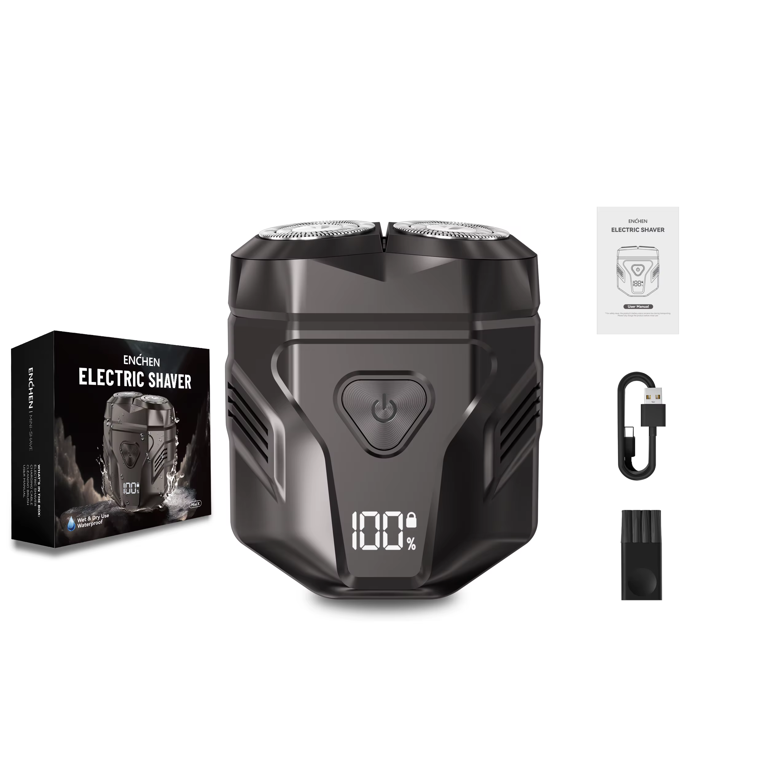 ENCHEN Mini X rasoir électrique pour hommes tondeuse à barbe corps complet étanche type-c charge rap