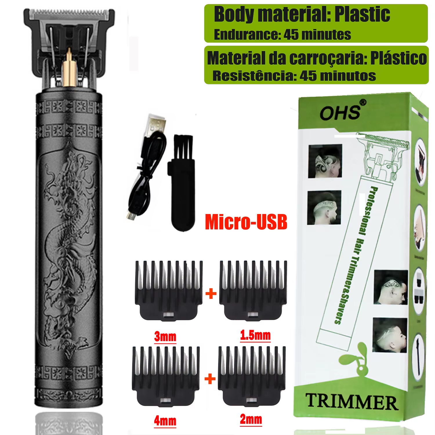Tondeuse-Tondeuse à cheveux électrique professionnelle sans fil Dragon Vintage T9, tondeuses pour ho