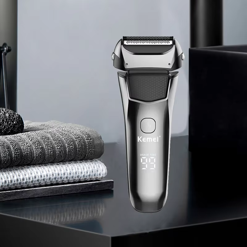 Kemei rasoir électrique pour hommes barbe faciale rasoir humide et sec rasoir professionnel Recharge