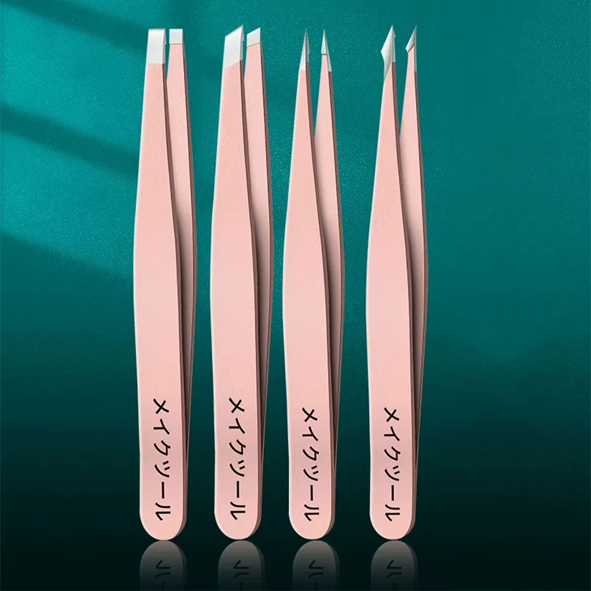 4 ensembles de pinces à épiler roses pour le nettoyage quotidien des sourcils, des cils et des poils