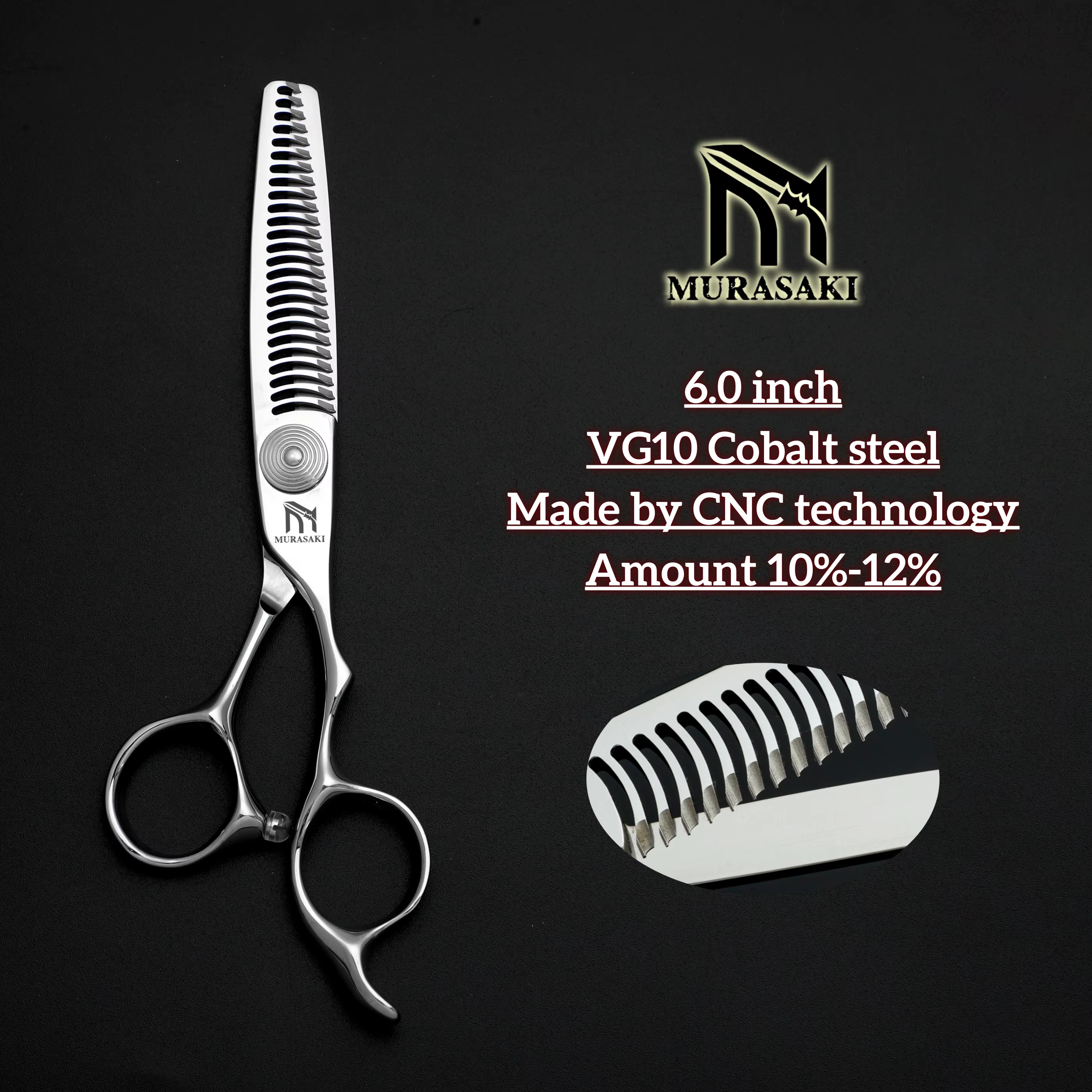 Ciseaux de barbier professionnels de 6.0 pouces, ciseaux amincissants pour cheveux à technologie CNC