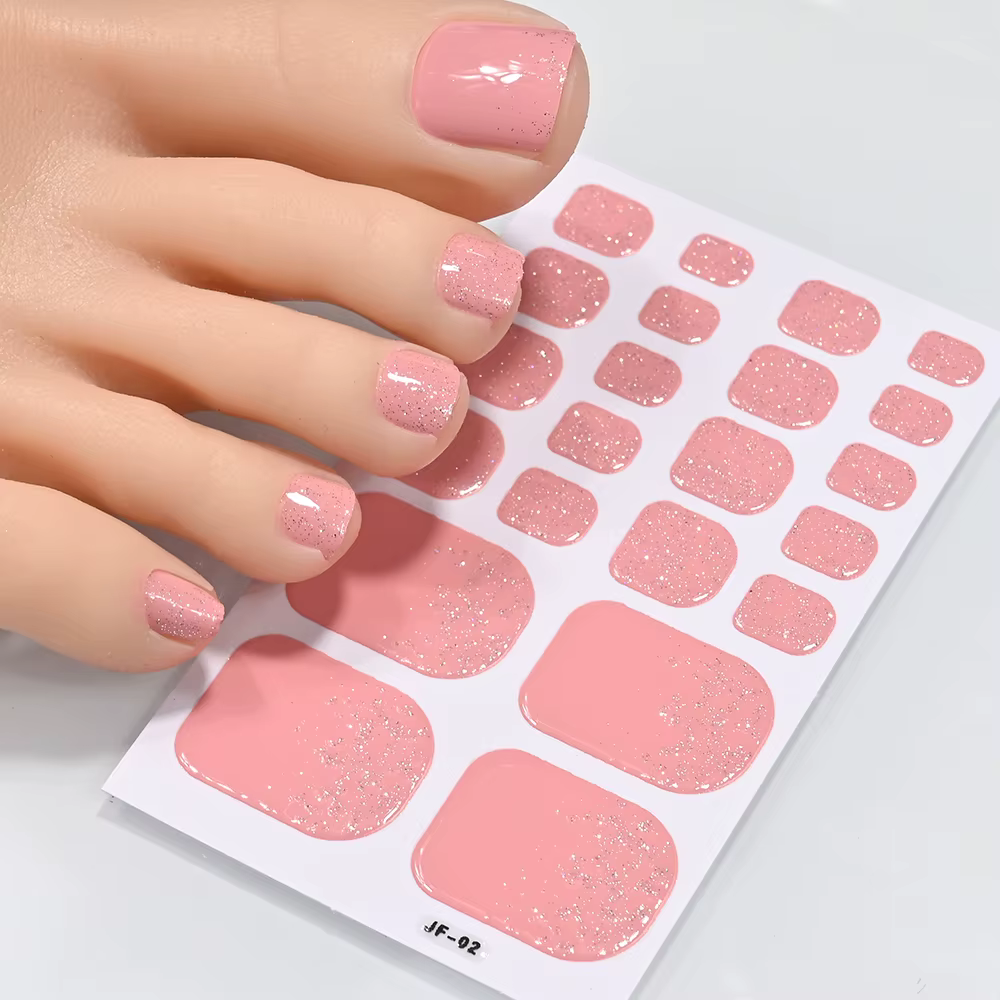5 feuilles/110 pointes été paillettes orteil ongles autocollants couverture complète ongles envelopp