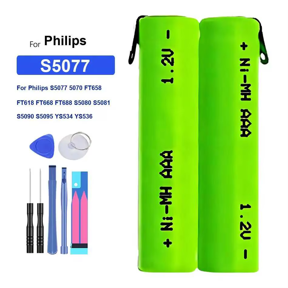 Batterie de remplacement premium pour rasoir électrique Philips S5077 5070 FT658 FT618 FT668 FT688 S