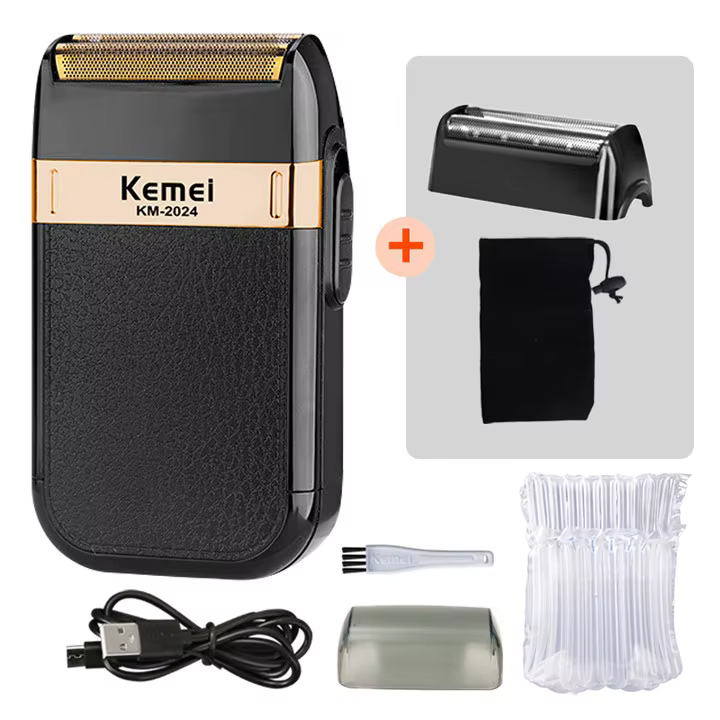 Kemei KM-2024 rasoir électrique pour hommes double lame alternative sans fil rasoir USB Rechargeable