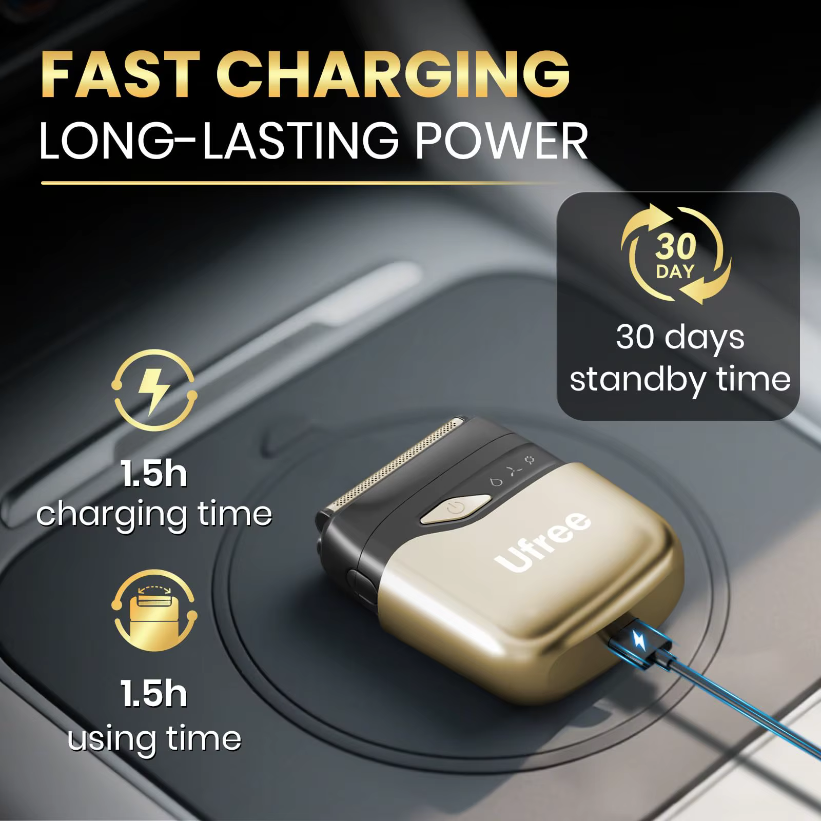 Ufree rasoir à feuille pour hommes, rasoir électrique amélioré, rasoir rechargeable pour hommes avec
