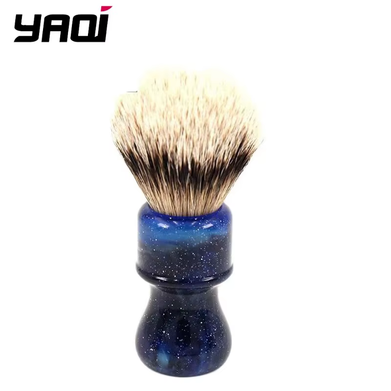 YAQI mode 24MM professionnel pour hommes brosse de rasage humide mystérieux espace couleur poignée a