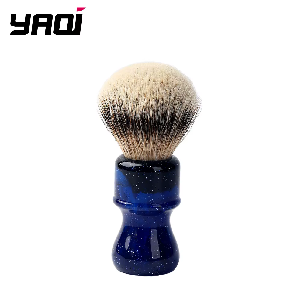 24MM Yaqi mystérieux espace couleur poignée argenté blaireau cheveux noeud hommes blaireaux
