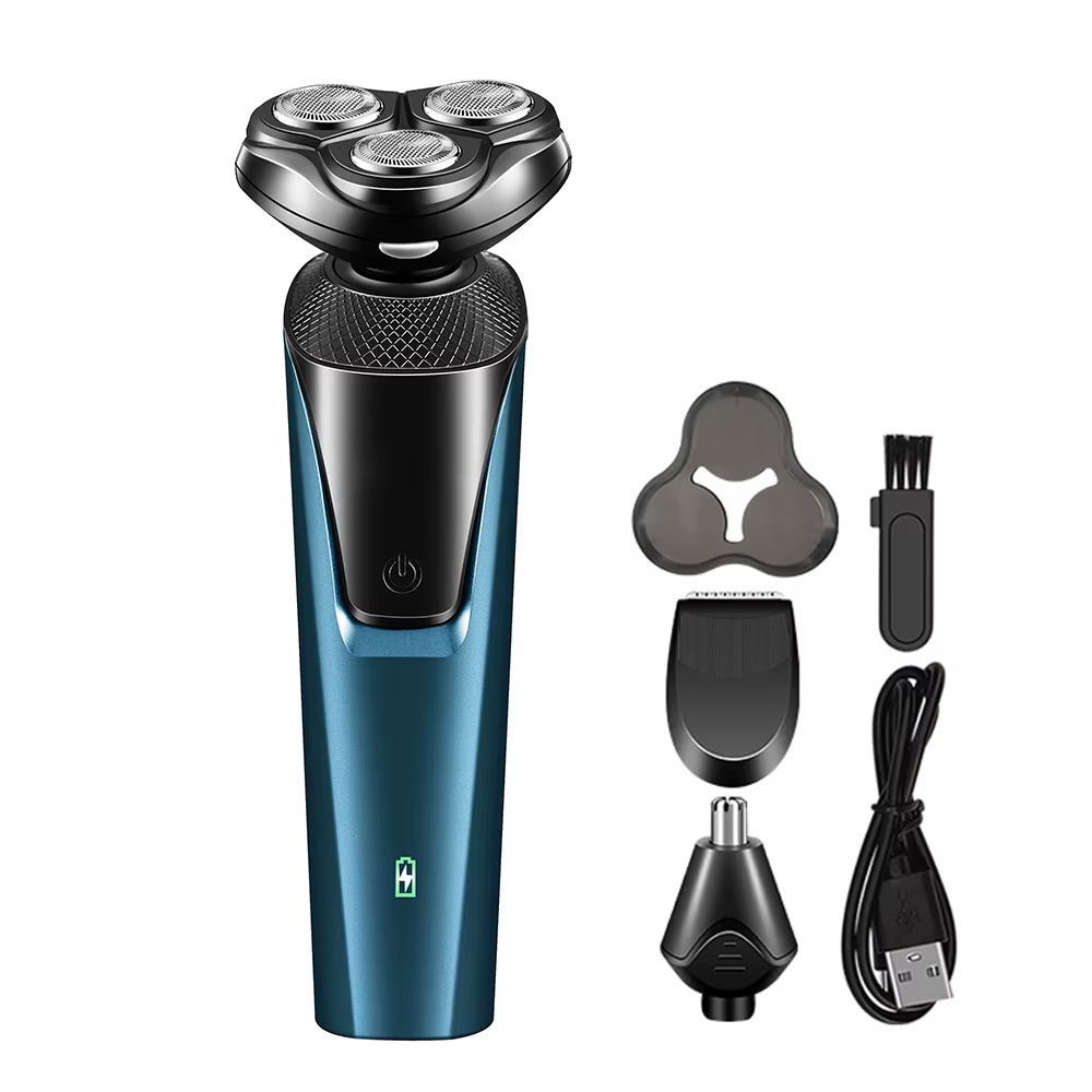 Rasoir électrique pour hommes 3 en 1, rasoir électrique humide et sec, rasoir rotatif pour barbe, ra