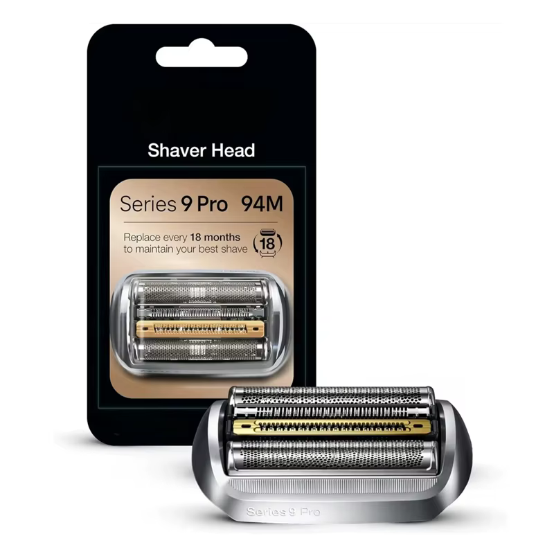 Tête de rasoir de rechange Braun 94M argentée, compatible avec les rasoirs électriques pour hommes d