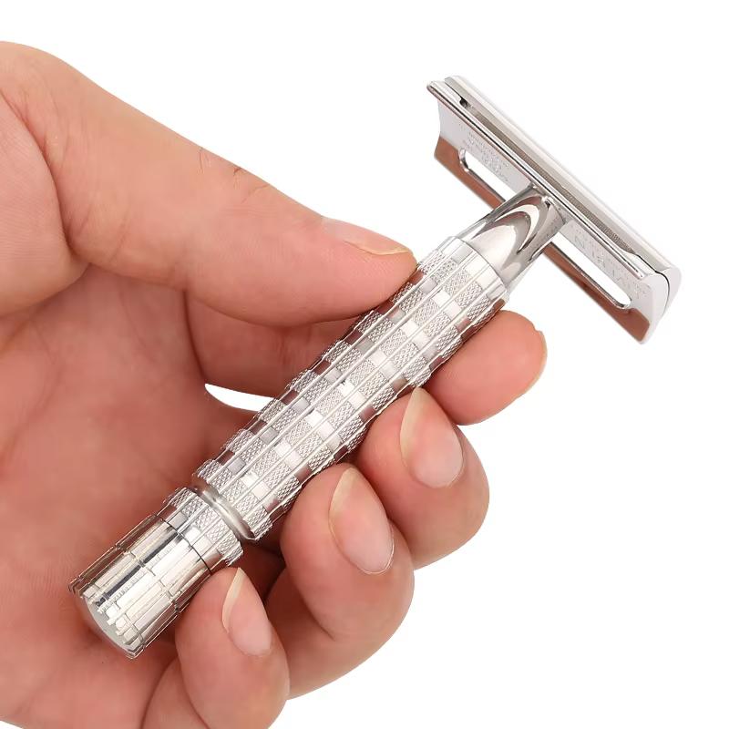 Rasoir de sécurité manuel à Double tranchant pour hommes, en acier inoxydable CNC 316L, poignée de v