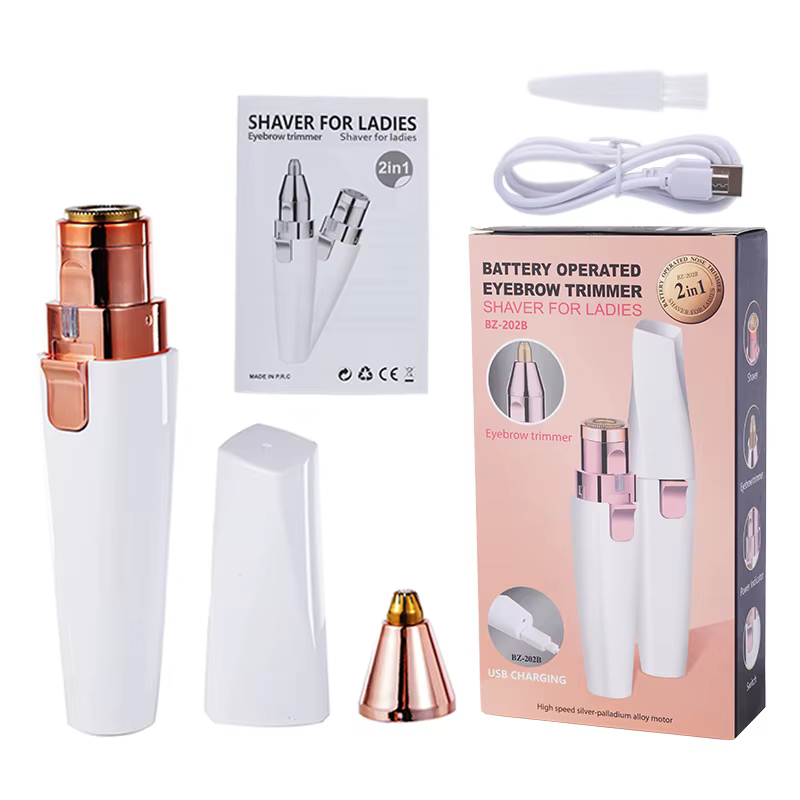 Épilateur électrique Rechargeable 2 en 1, tondeuse à sourcils, corps féminin, visage, rouge à lèvres