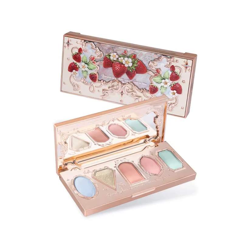 Fleur sait fraise Rococo fard à paupières pressé paillettes 5 couleurs ombre à paupières Texture cré