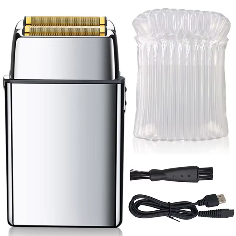Rasoir électrique Rechargeable en métal pour hommes, barbier, cheveux, barbe, tête chauve, Machine à