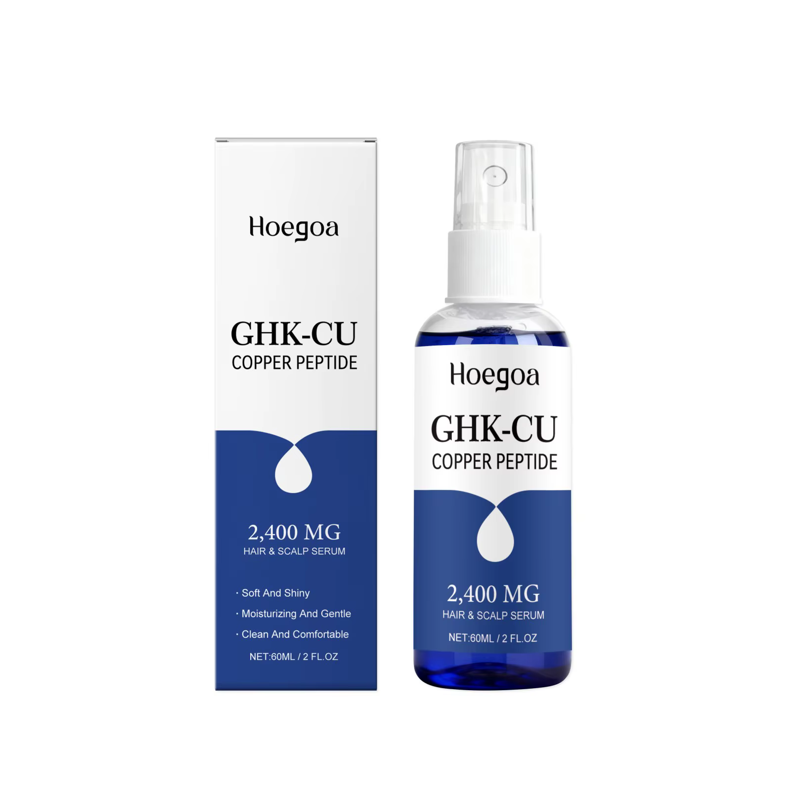 Sérum de croissance des cheveux Hoegoa GHK-CU au peptide de cuivre, réparation des cheveux abîmés, l