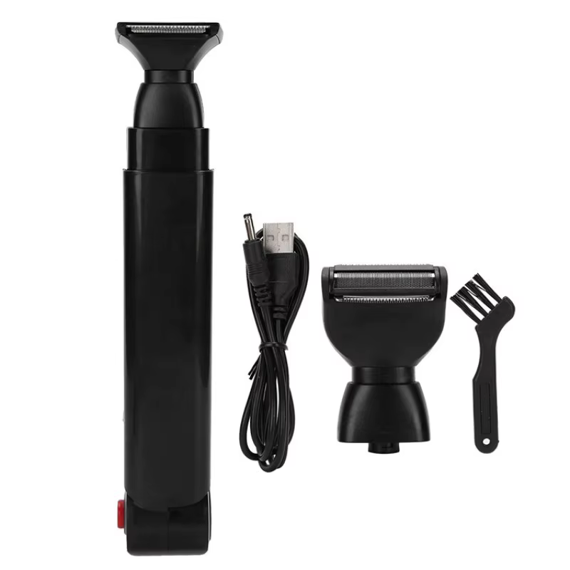Rasoir électrique 2 en 1 pour le visage, Rechargeable, poignée pliable, épilation du dos, toilettage