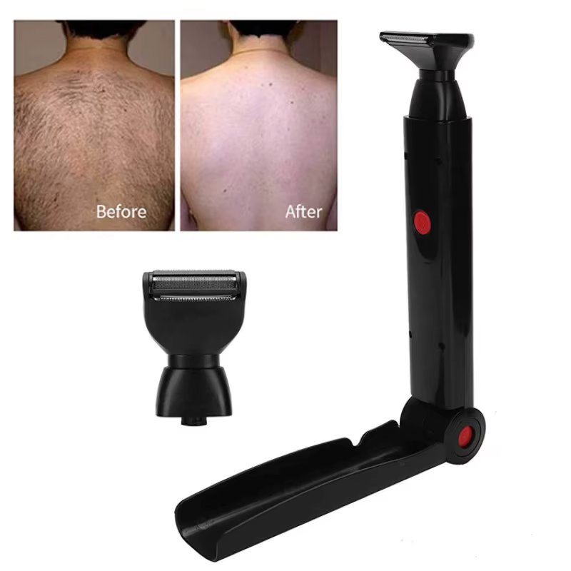 Rasoir électrique 2 en 1 pour le visage, Rechargeable, poignée pliable, épilation du dos, toilettage
