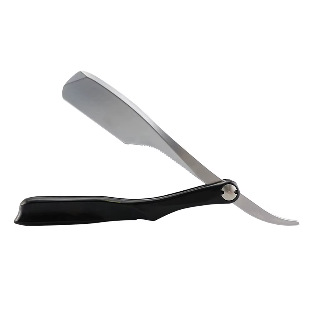 Rasoir droit pliant à poignée ABS classique, outils de rasage pour barbier, rasoir façonnant la barb