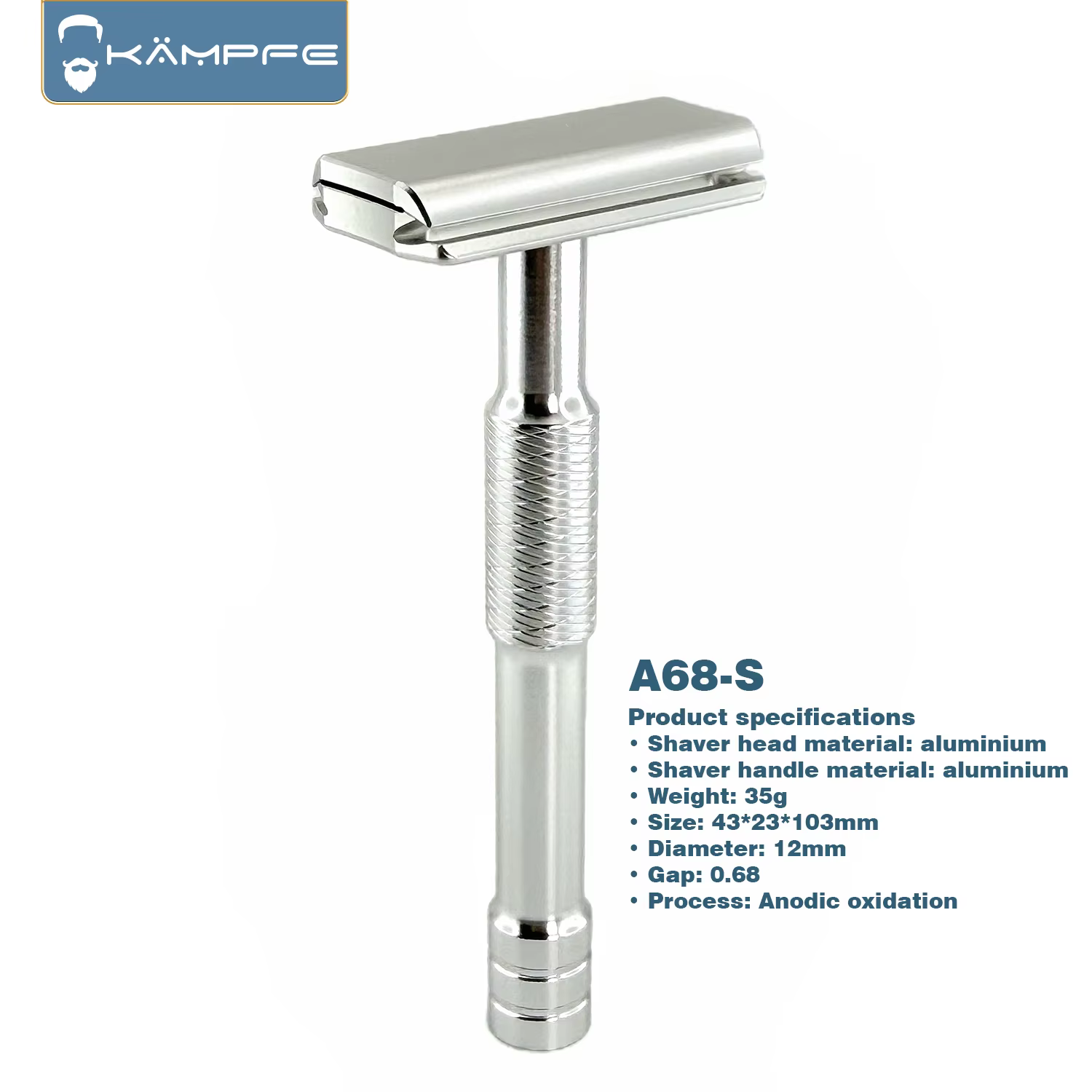 Rasoir de sécurité manuel KAMPFE CNC en aluminium à double tranchant, classique, pour hommes et femm