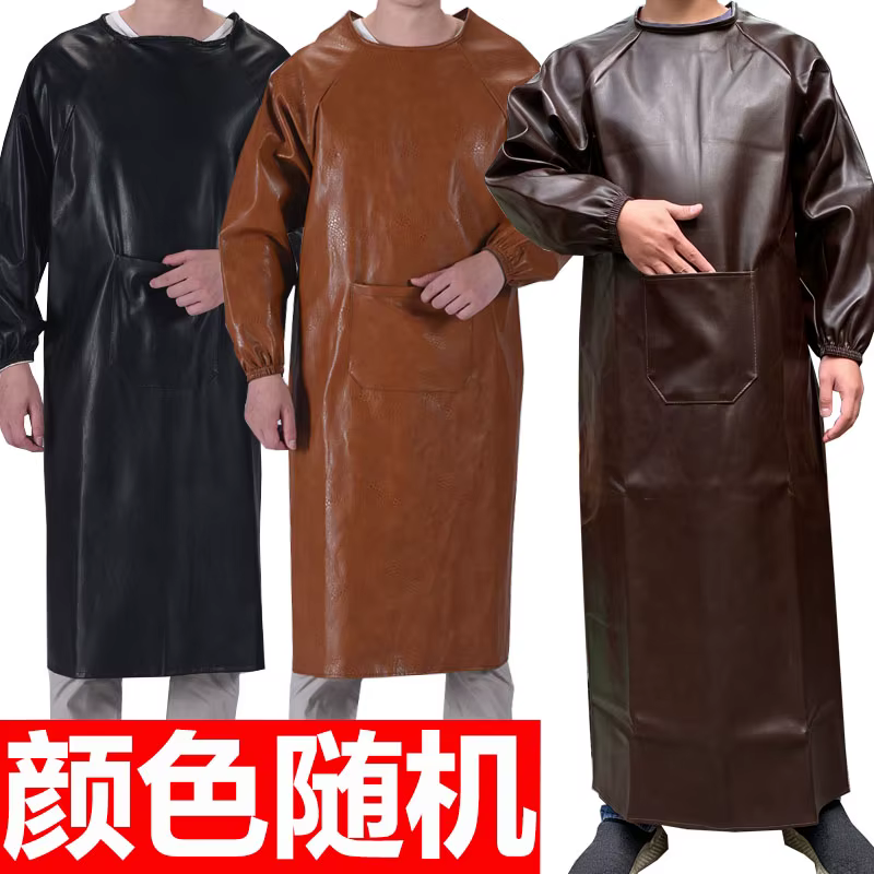 Tablier imperméable en polaire épaisse grande taille, à manches longues, résistant à l'huile, en cot