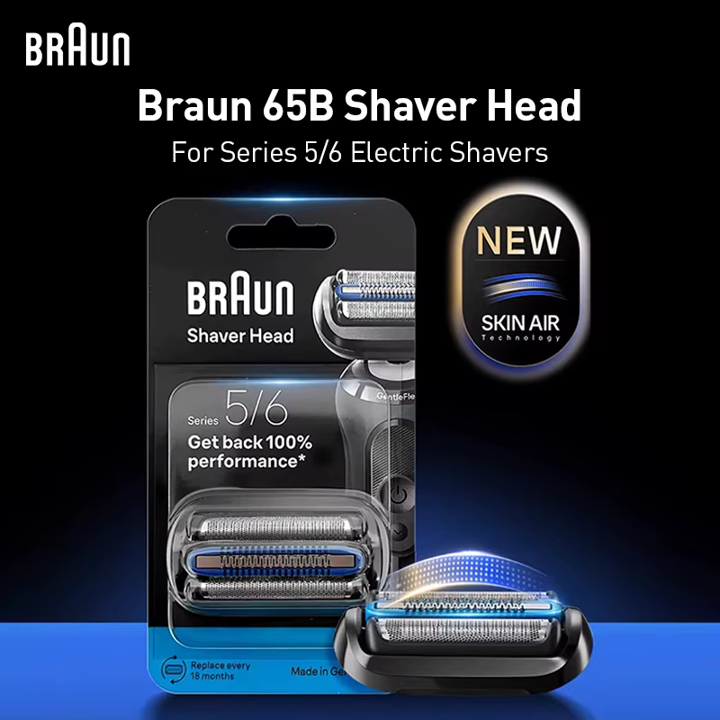 Tête de rechange pour rasoir Braun 65B, grille et lame, maille ultra-fine 38 µm, anti-vibration 4D, 