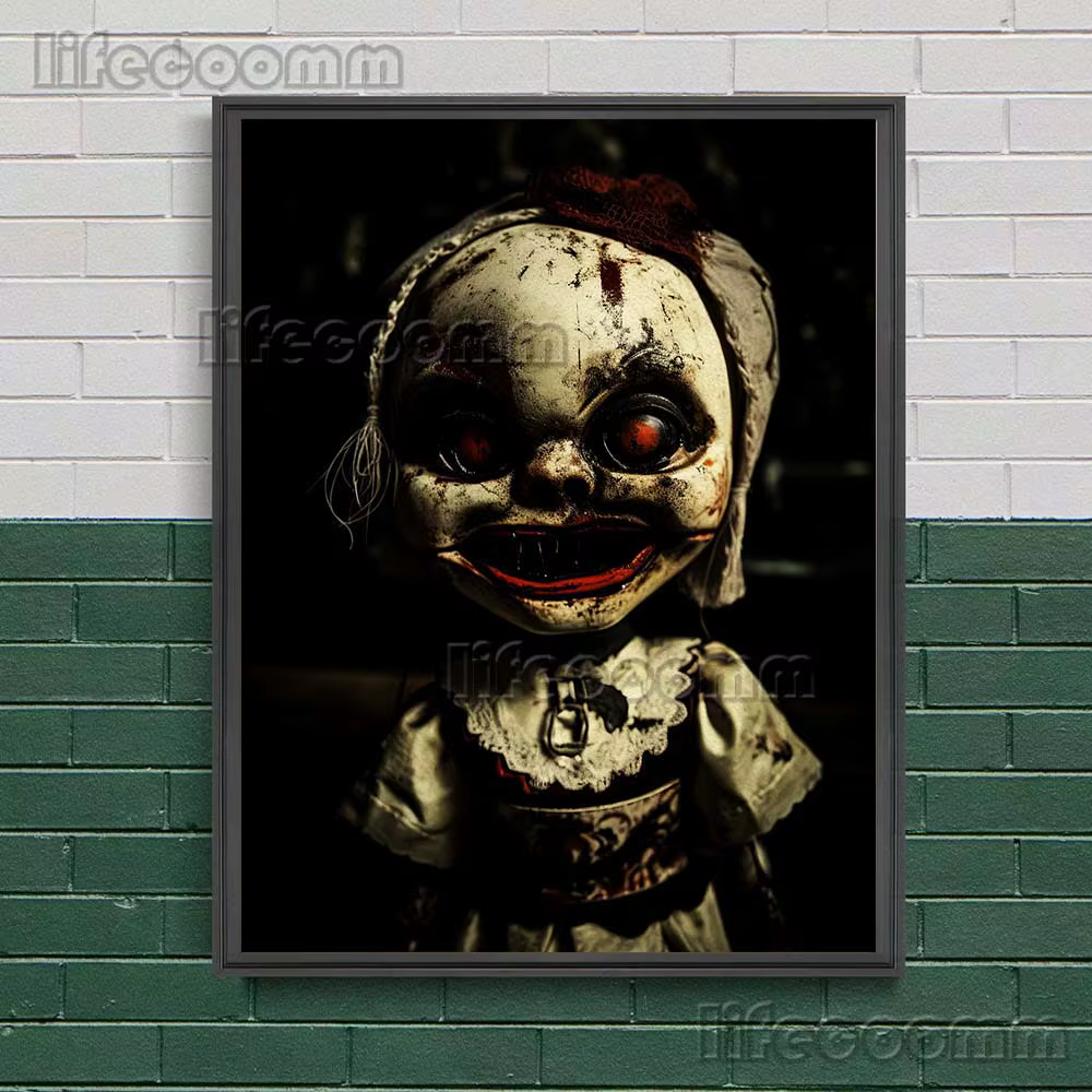 Peinture sur toile de beurre d'horreur avec visage craquelé, art mural vintage, affiche d'art gothiq