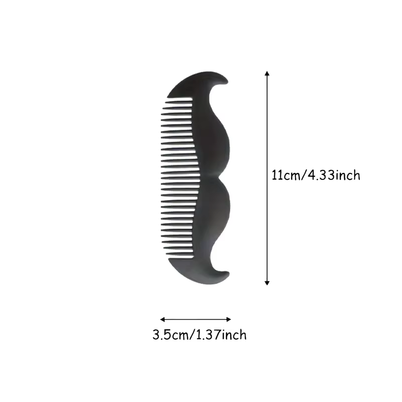 Peigne noir pour hommes, Mini peigne à barbe de poche pour hommes, moustache en plastique, brosse à