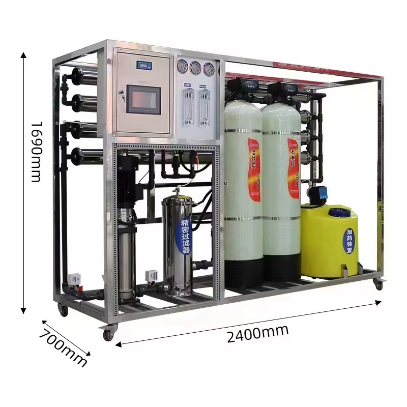 Équipement de traitement d'eau pure industrielle sur mesure 1000L/H 1 tonne, système d'osmose invers