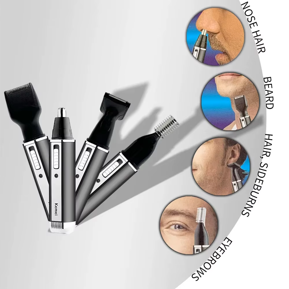 Kemei KM-6630 4 en 1 nez sourcils cheveux tondeuse à barbe rasoir électrique Rechargeable nez oreill