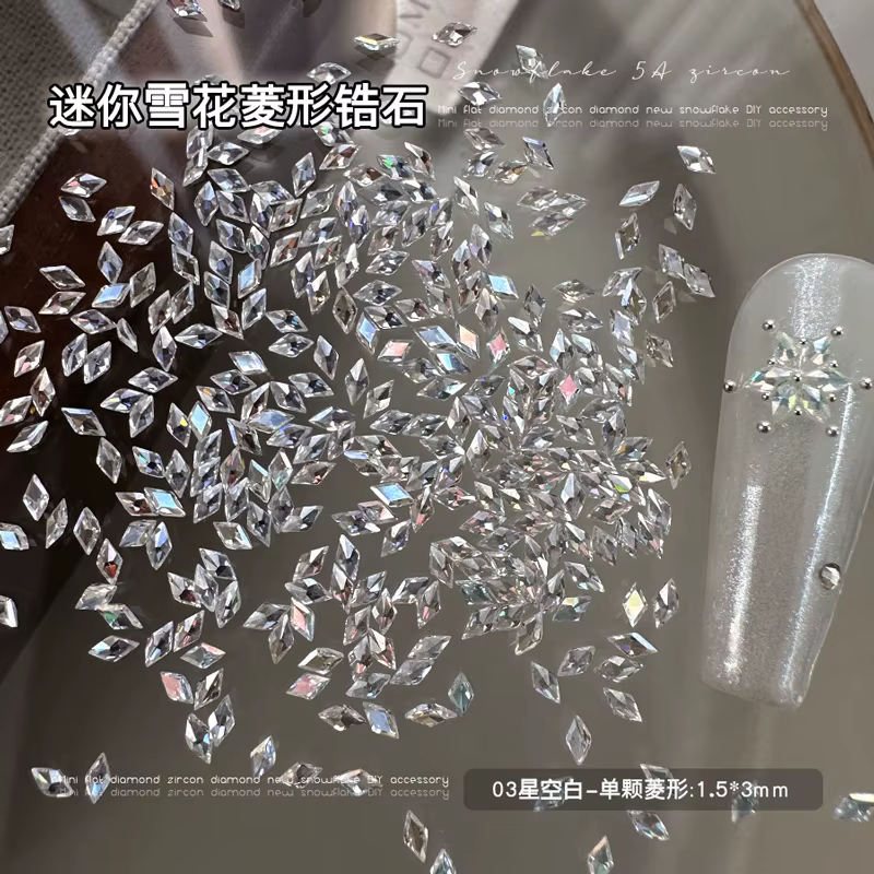 100 pièces brillant Zircon strass breloques pour ongles 1.5*3mm Mini ongles rhombiques pierres préci